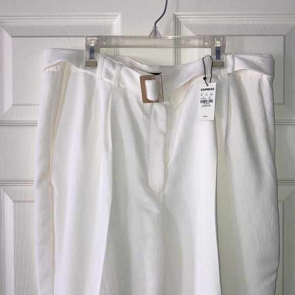 Express High Waisted Textured Belted Ankle Pant - Picture 3 of 12